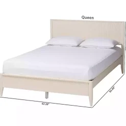 Ivory Wood Fluted Headboard Primrose Queen Bed