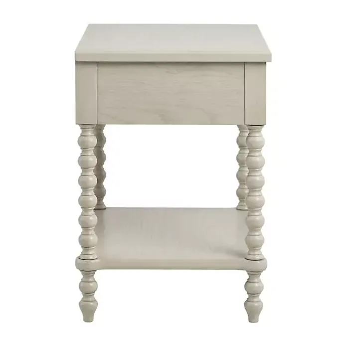 Ivory Wood Turned Legs Nightstand