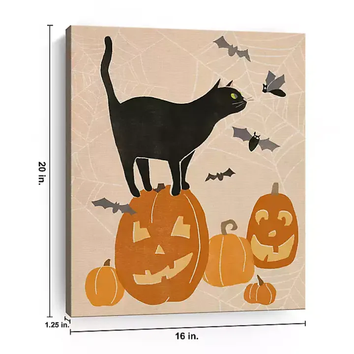 Jack 'O Lantern Cat Halloween Wall Plaque, 20 in.