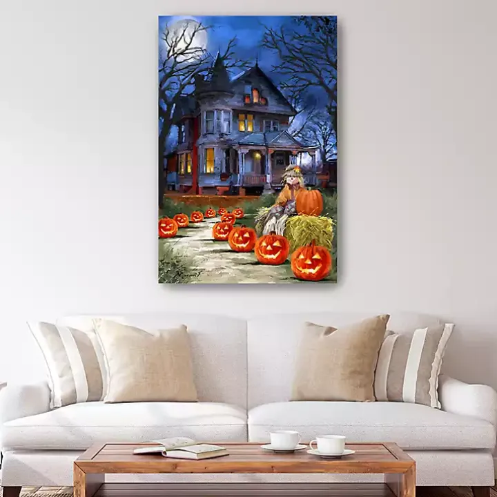 Jack o Lantern Mansion Canvas Art Print, 32x48