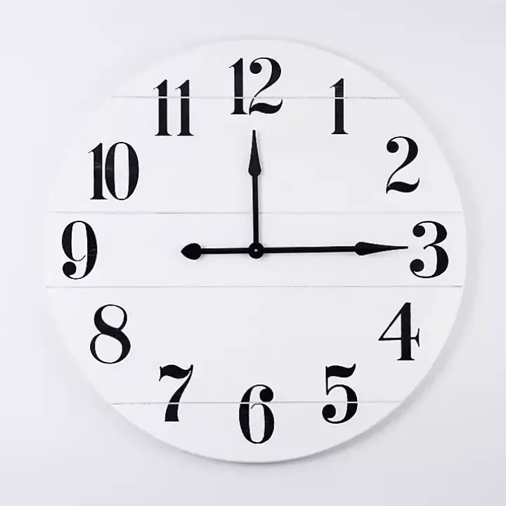 Jake White and Black Wooden Wall Clock