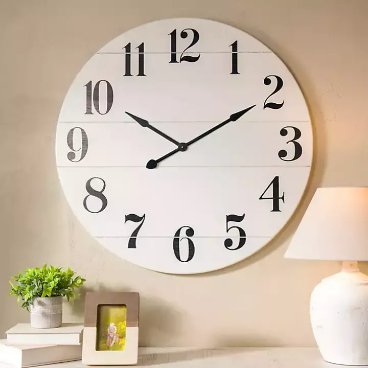 Jake White and Black Wooden Wall Clock