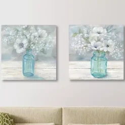 Jar Bouquet Giclee Canvas Art Prints, Set of 2