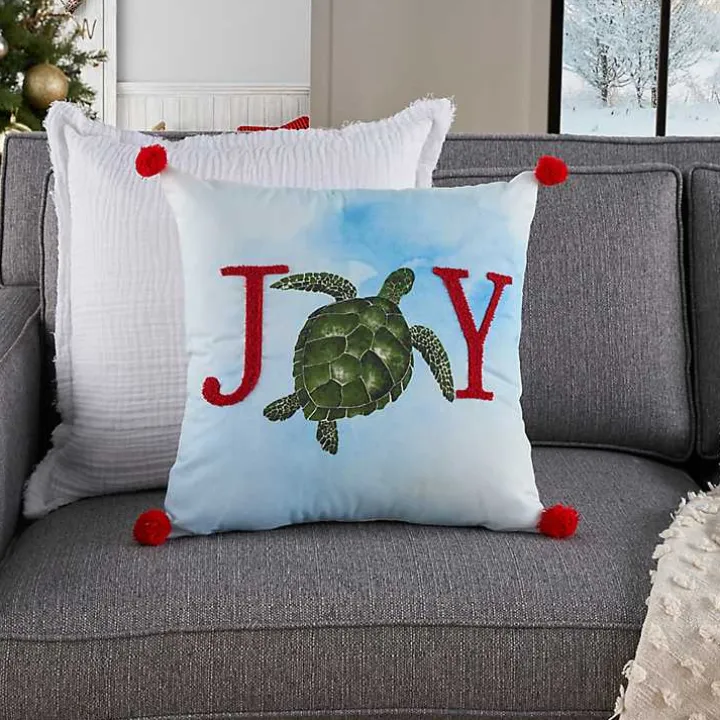 Joy Sea Turtle Pom Pom Pillow
