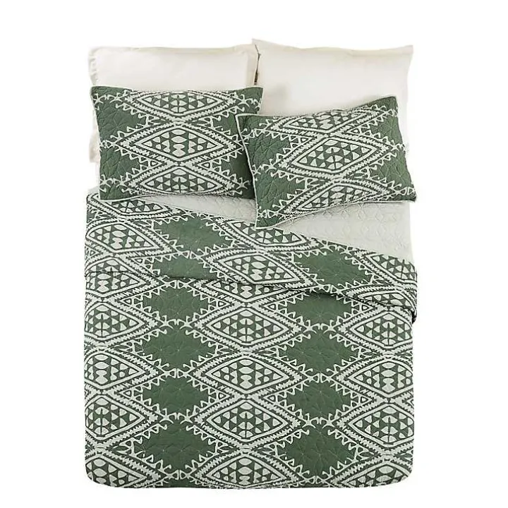 Justina Blakeney Green Aisha Queen Quilt Set