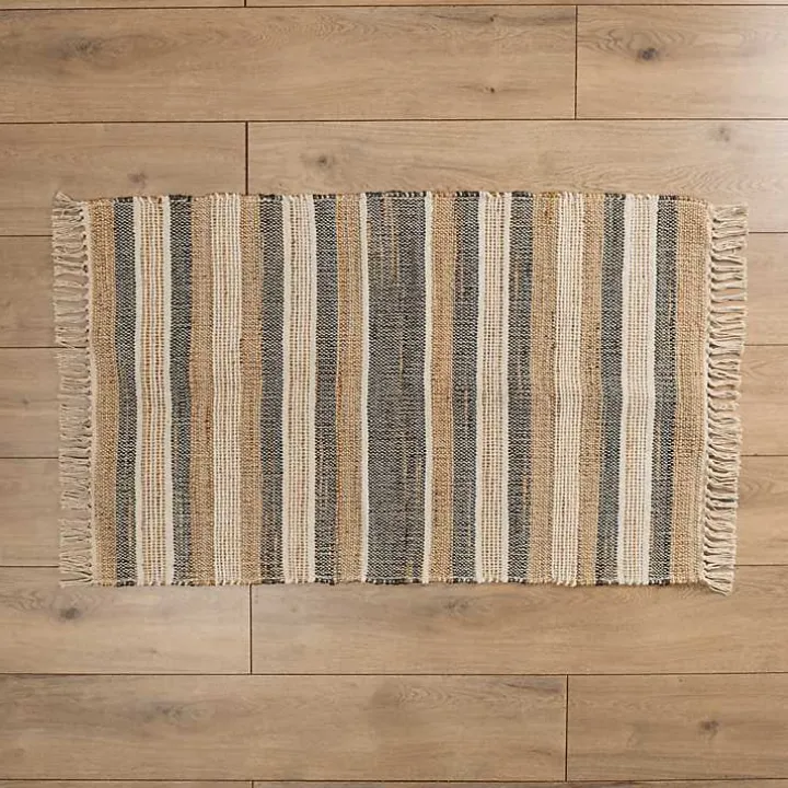 Jute Denim Striped Scatter Rug