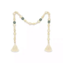 Kara Blue Beaded Wood Polygon Decorative Garland