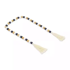 Kara Brown and Blue Beaded Wood Decorative Garland