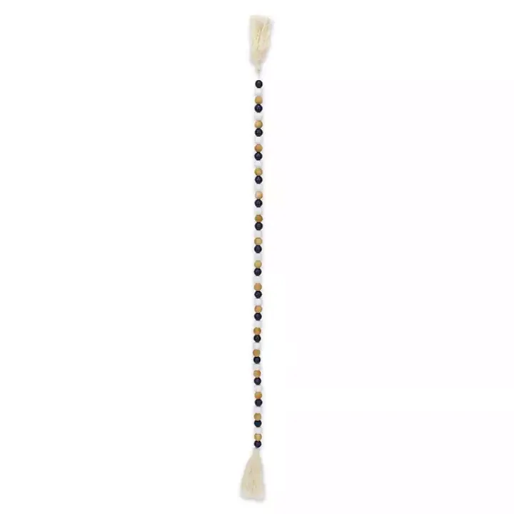 Kara Brown and Blue Beaded Wood Decorative Garland