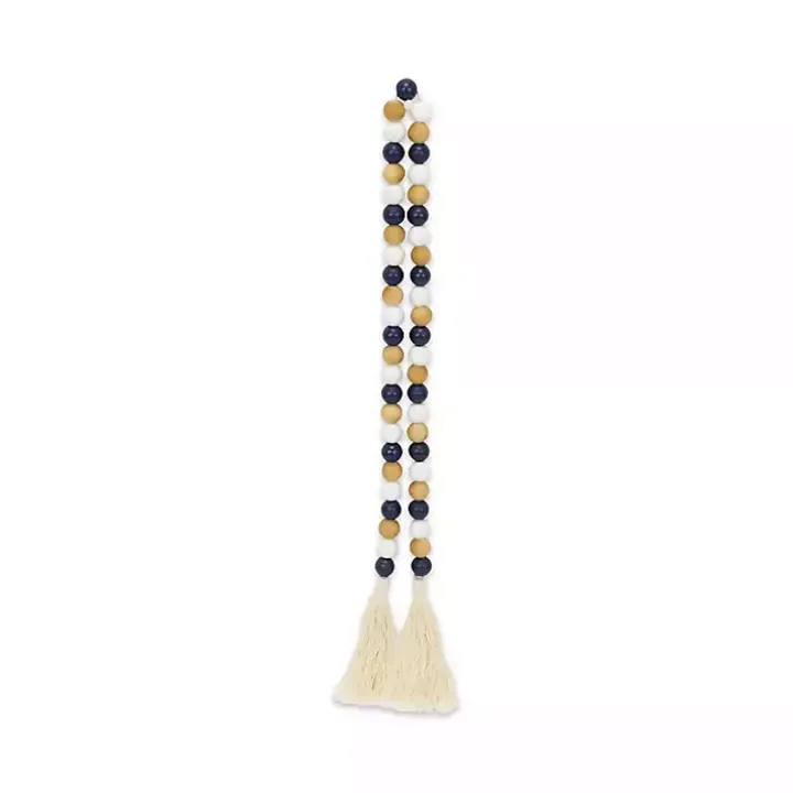 Kara Brown and Blue Beaded Wood Decorative Garland