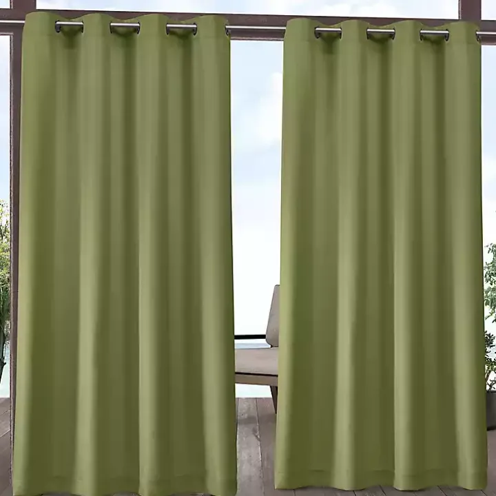 Kiwi Green Cabana Curtain Panel Set, 84 in.