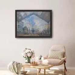 La Gare Saint-Lazare Framed Canvas Art Print