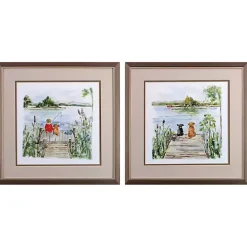 Lake Dock Framed Art Prints, Set of 2