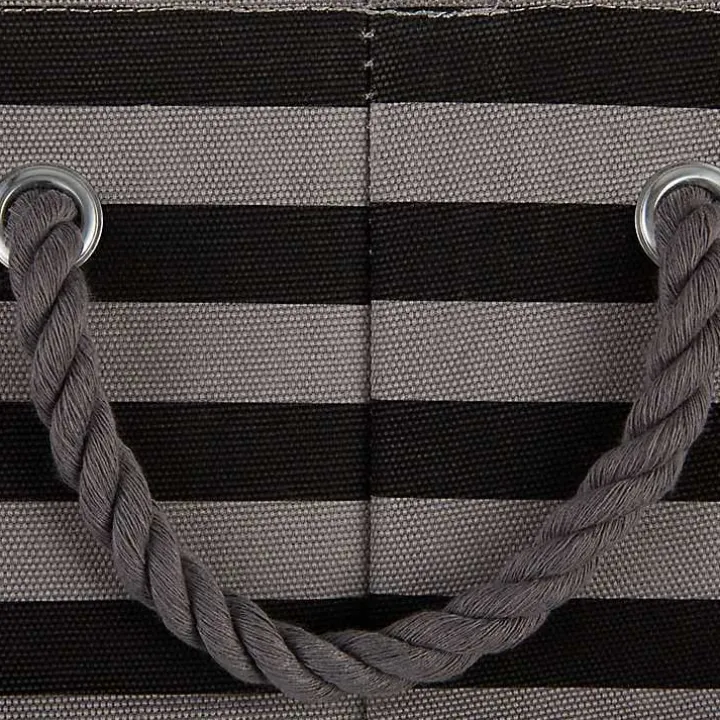 Large Black Paw Patch Stripe Round Pet Basket