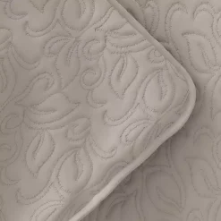 Latte Floral Stitch 3-pc. Queen Quilt Set