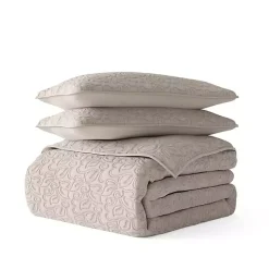 Latte Floral Stitch 2-pc. Twin Quilt Set