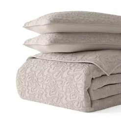 Latte Floral Stitch 2-pc. Twin Quilt Set