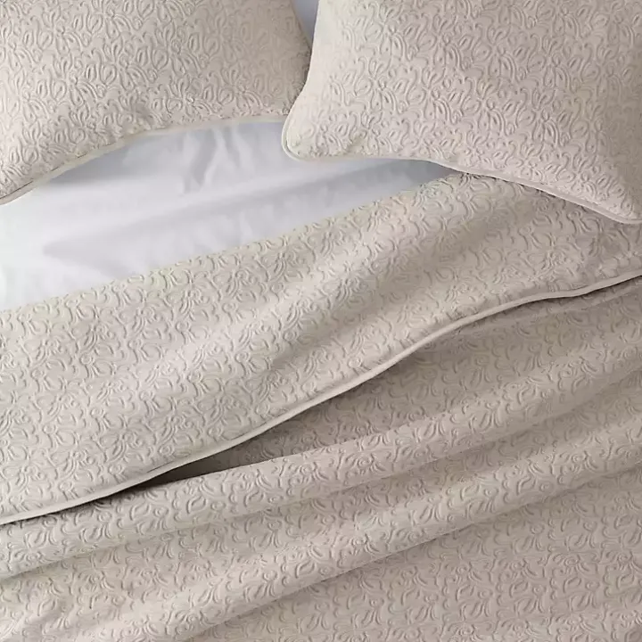 Latte Floral Stitch 2-pc. Twin Quilt Set