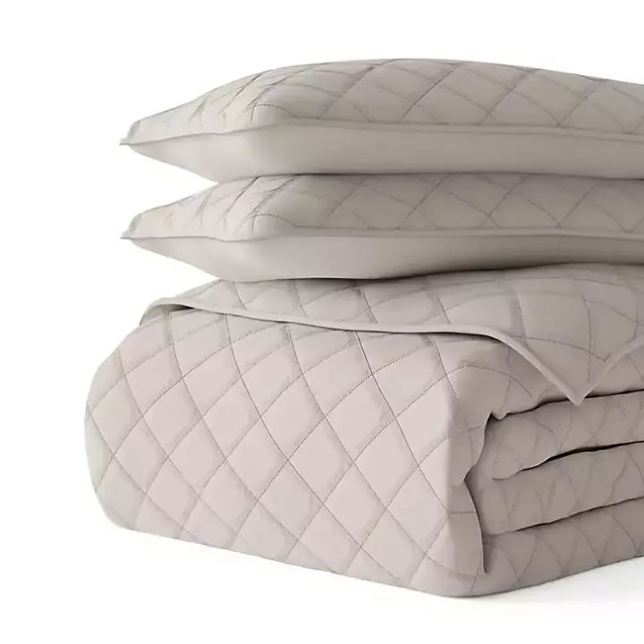 Latte Stitched Diamond 3-pc. King Quilt Set