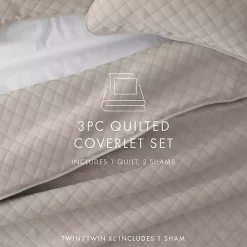 Latte Stitched Diamond 3-pc. King Quilt Set