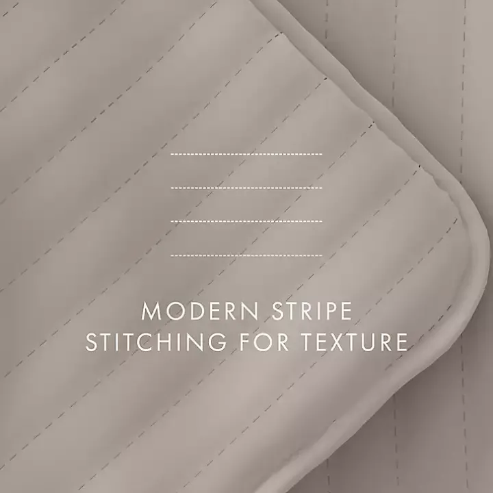 Latte Stitched Stripes 2-pc. Twin Quilt Set