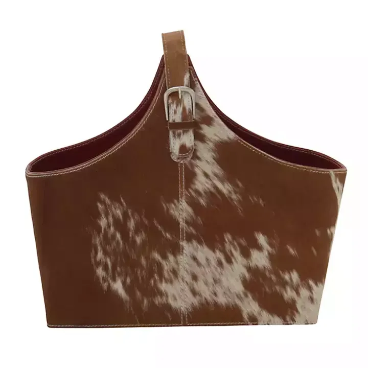 Leather Hide Modern Magazine Rack Basket