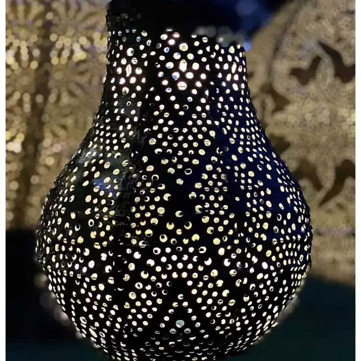 LED Dark Blue Bulb Outdoor Hanging Lantern