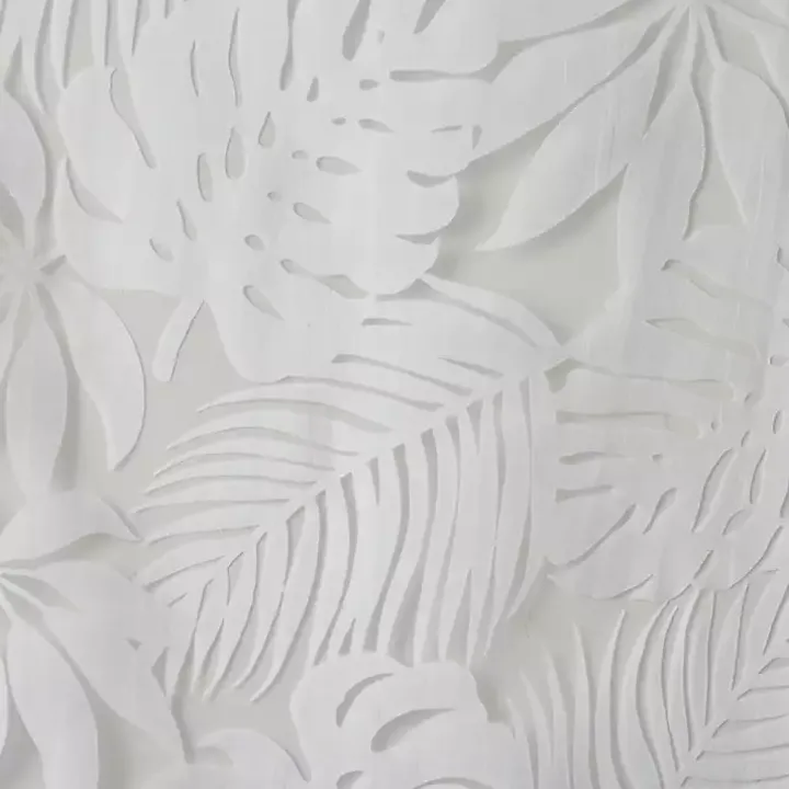 Leilani White Palm Leaf Curtain Panel, 63 in.