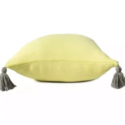 Lemon Gauze Organic Tassel Throw Pillow