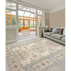 Light Beige Bohemian Area Rug, 5x7