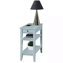 Light Blue Chairside End Table with Shelves