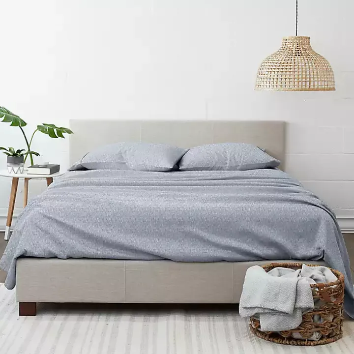 Light Blue Chambray 4-pc. Queen Bed Sheet Set