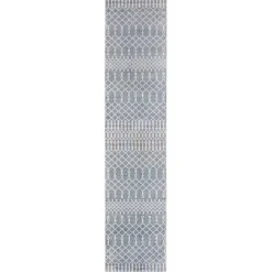 Light Blue Moroccan Washable Runner, 2x10