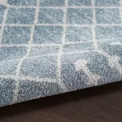 Light Blue Moroccan Washable Runner, 2x10