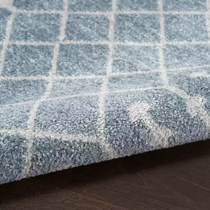 Light Blue Moroccan Washable Runner, 2x10