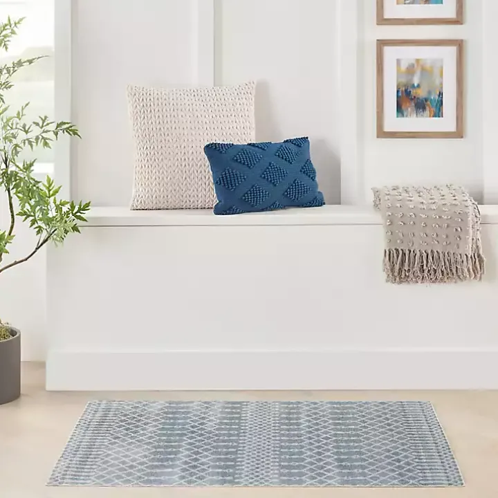 Light Blue Moroccan Washable Accent Rug, 2x4