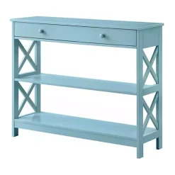 Light Blue X-Frame 2-Shelf Console Table