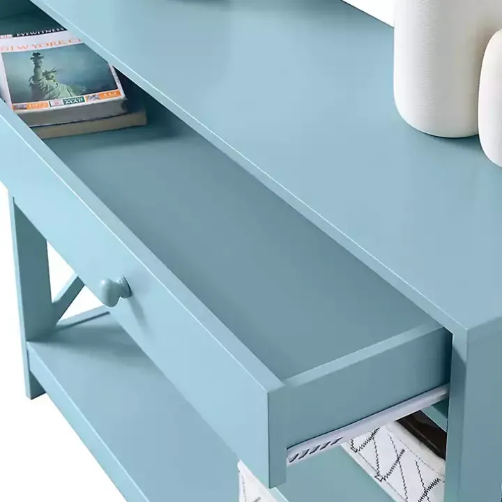 Light Blue X-Frame 2-Shelf Console Table