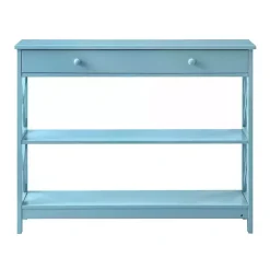 Light Blue X-Frame 2-Shelf Console Table