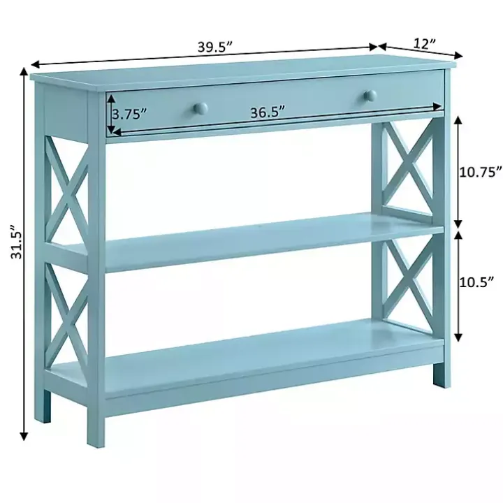 Light Blue X-Frame 2-Shelf Console Table
