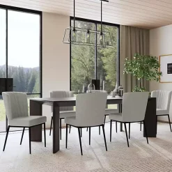 Light Gray Channel Back Dining Chairs, Set of 2