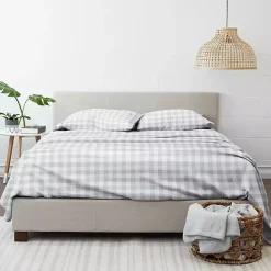 Light Gray Country Plaid 4-Pc. Full Bed Sheet Set