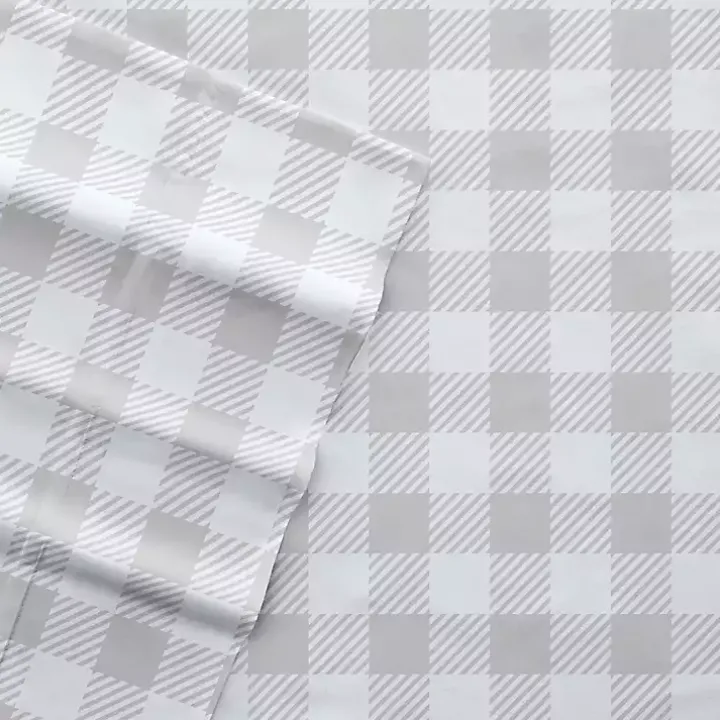 Light Gray Country Plaid 4-Pc. Full Bed Sheet Set