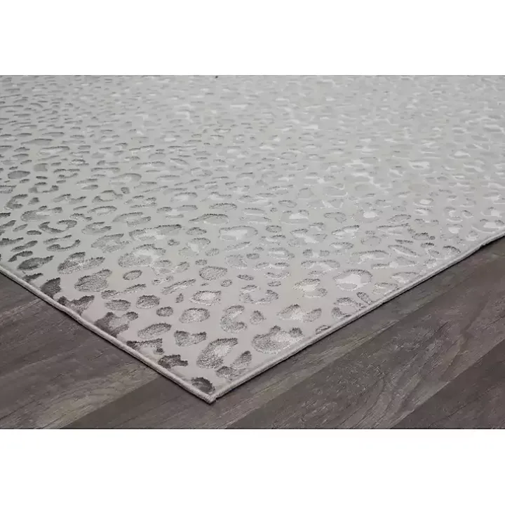 Light Gray Leopard Textured Area Rug, 8x10