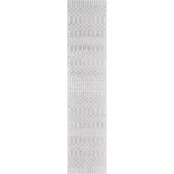 Light Gray Moroccan Washable Runner, 2x8