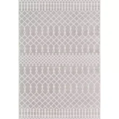 Light Gray Moroccan Washable Area Rug, 4x6