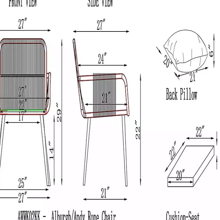 Light Gray Rope Frame 2-pc. Outdoor Arm Chair Set