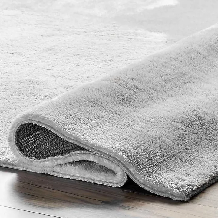 Light Gray Shag Washable Area Rug, 5x8