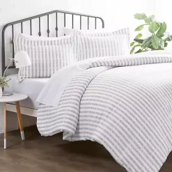 Light Gray Stripes 3-pc. King Duvet Cover Set