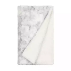 Light Gray Tie Dye Faux Fur Throw